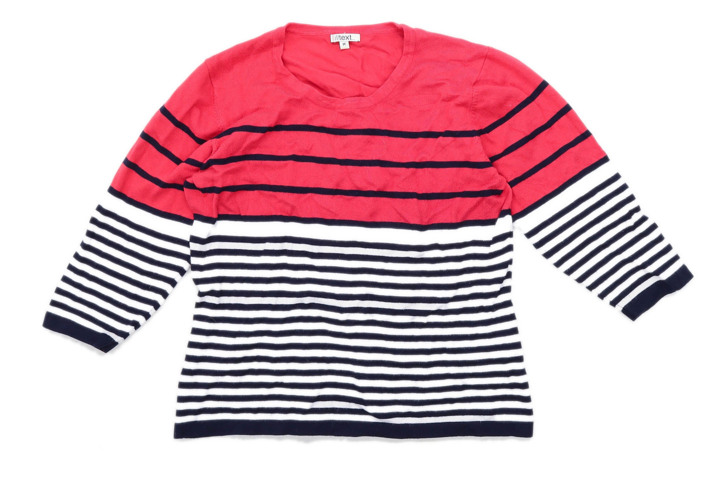 Text Womens Size M Striped Pink Jumper (Regular)