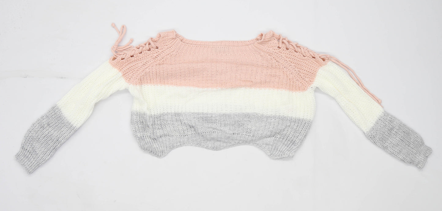 Quiz Womens Size S Striped Multi-Coloured Jumper (Regular)