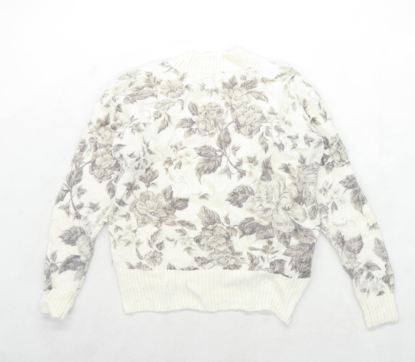 Next Womens Size 8 Floral Cream Jumper (Regular)