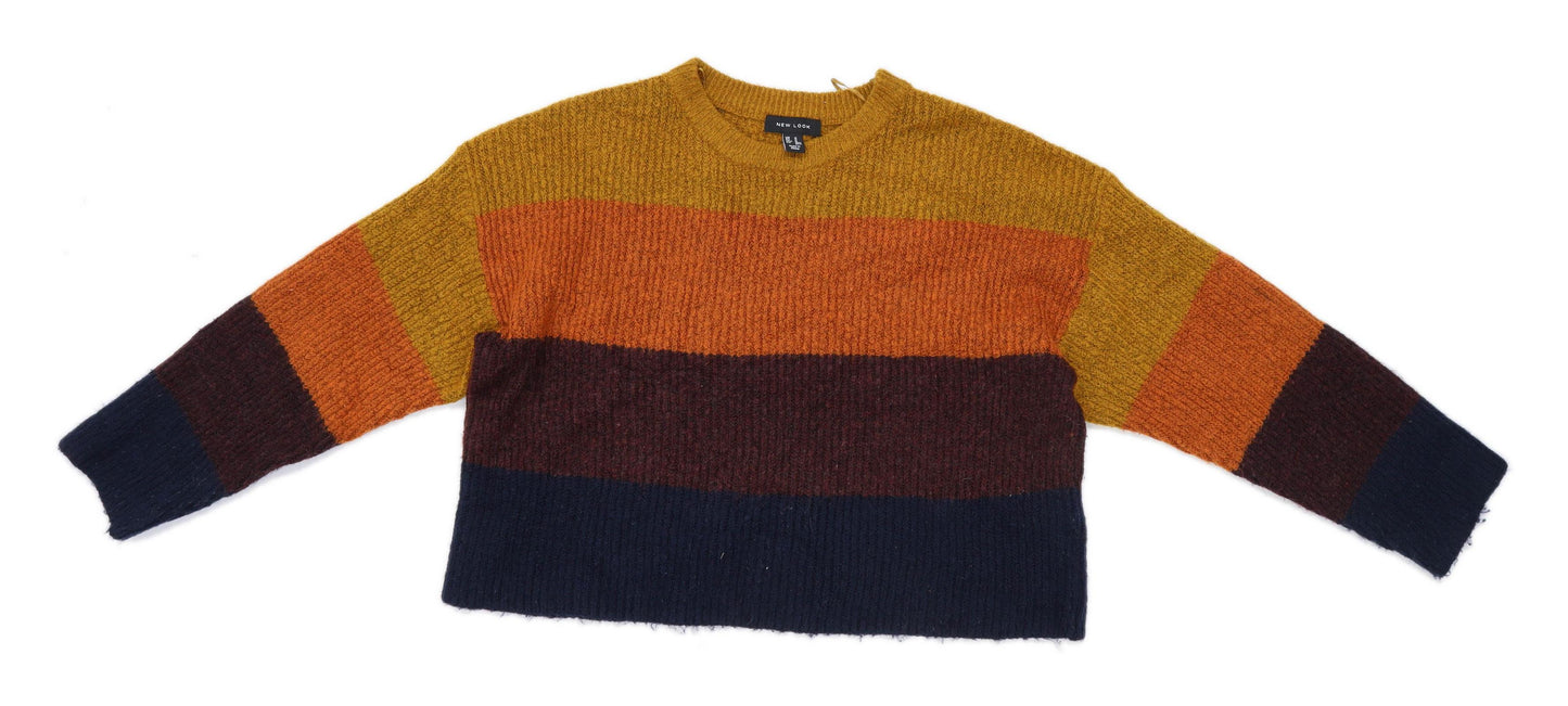 New Look Womens Size M Striped Multi-Coloured Jumper (Regular)