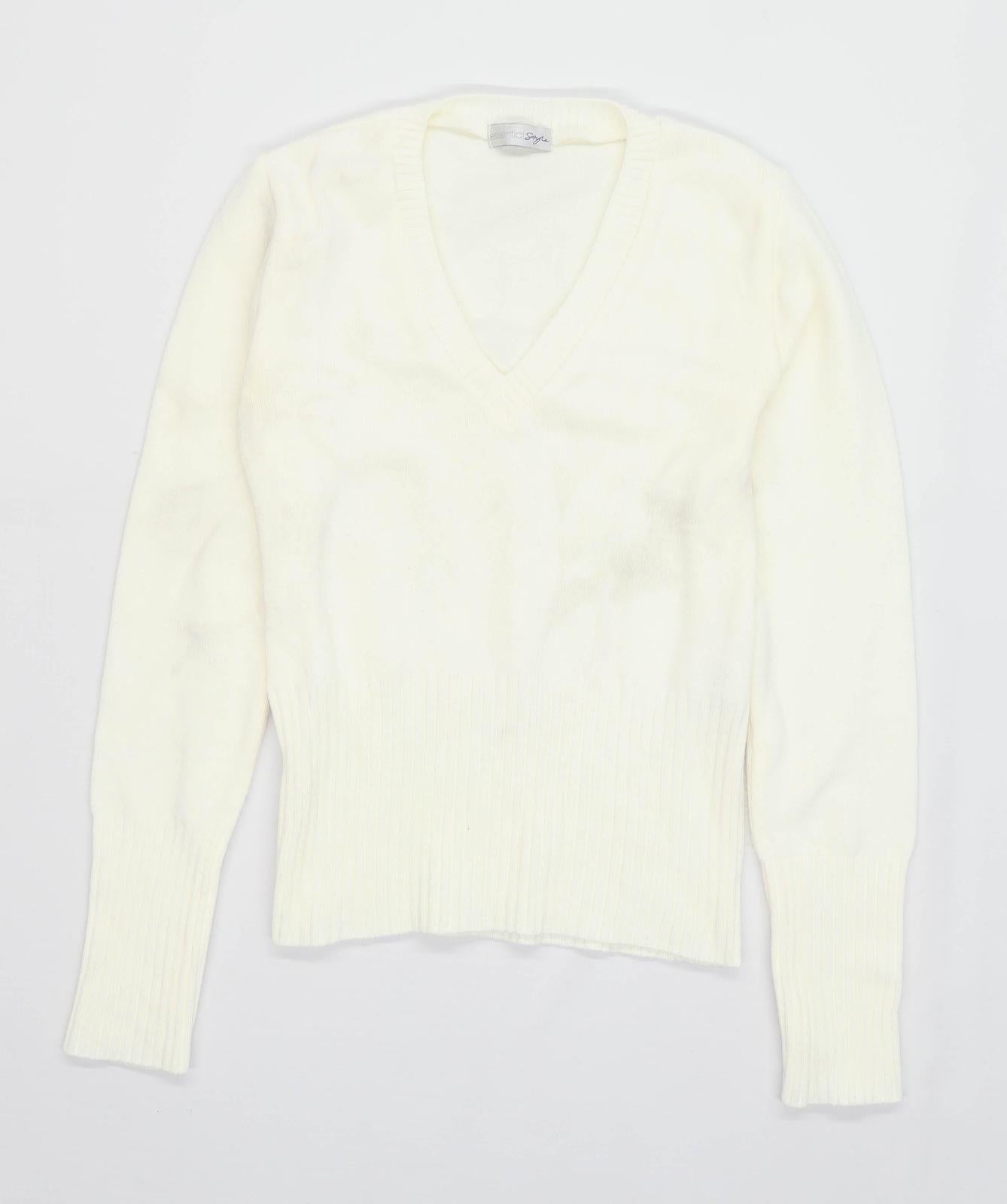 Essential Style Womens Size 10 White Jumper (Regular)