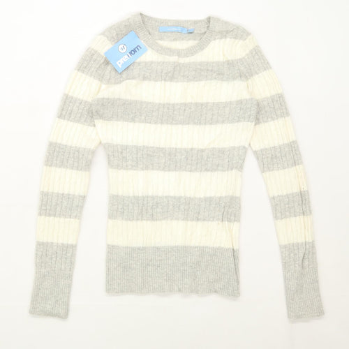 Aphorism Womens Size 10 Striped Grey Lightweight Jumper (Regular)