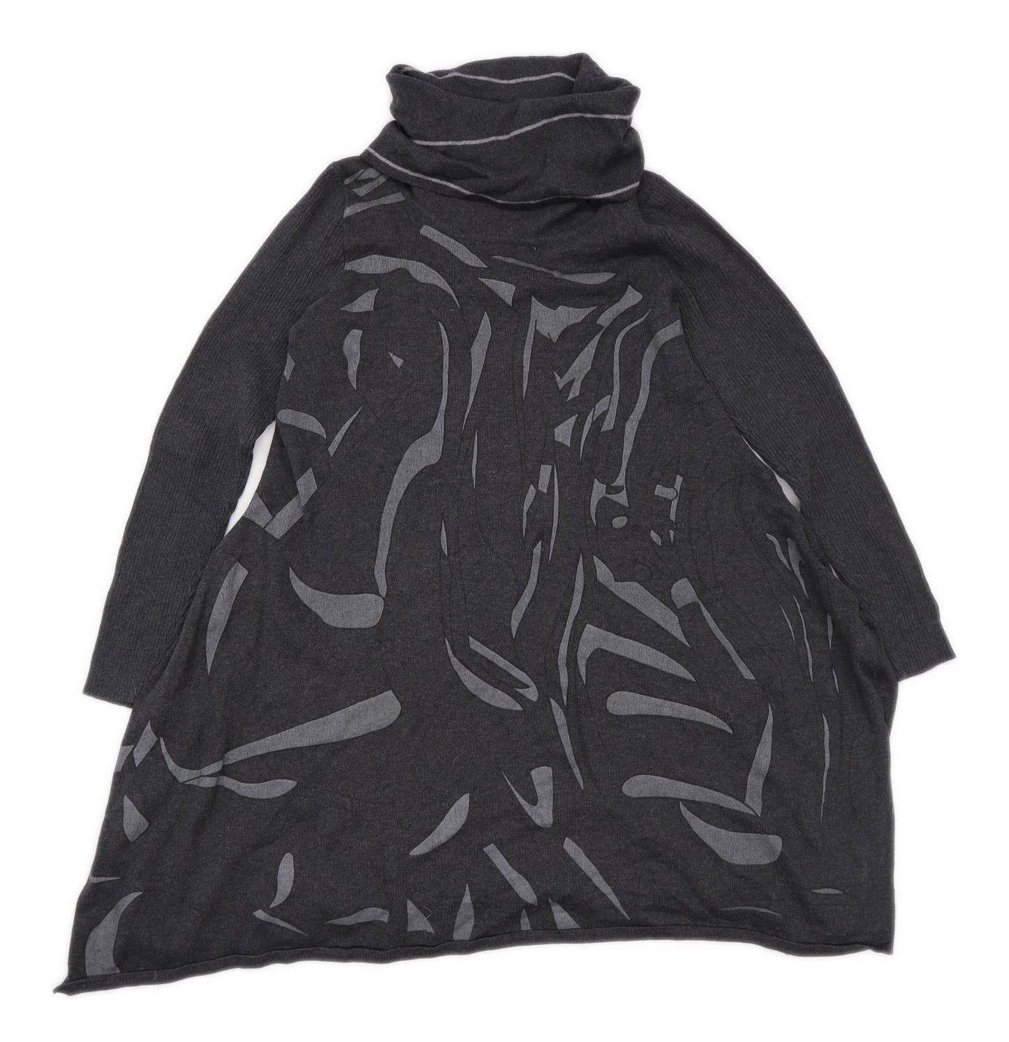 Intown Womens Size M Abstract Cotton Grey Jumper (Regular)