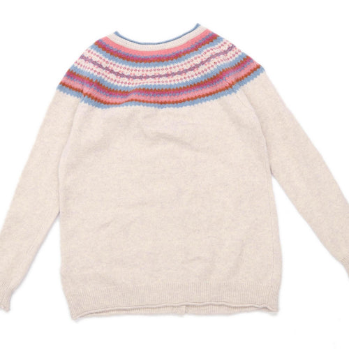 Beacon Cove Womens Size 14 Striped Wool Beige Cardigan (Regular)