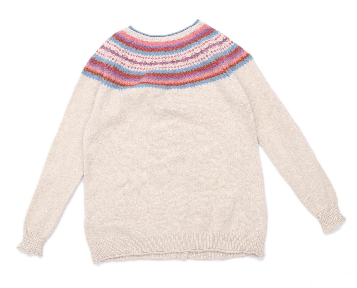 Beacon Cove Womens Size 14 Striped Wool Beige Cardigan (Regular)