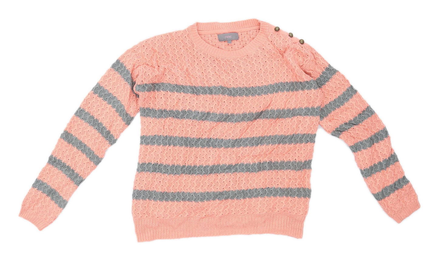 Next Womens Size 10 Striped Pink Jumper (Regular)