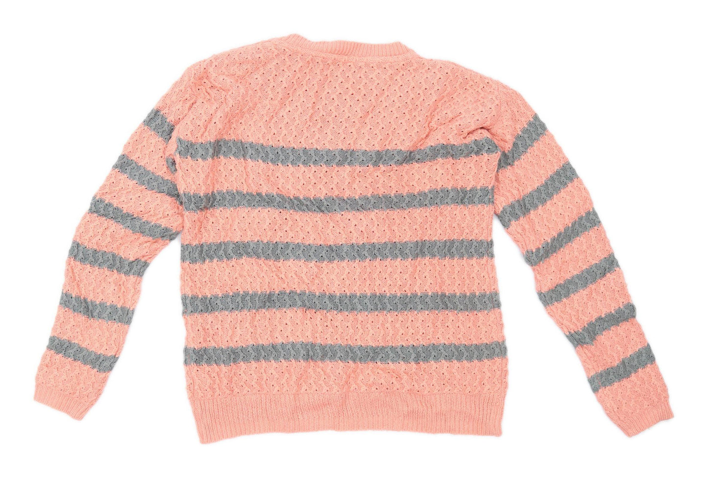 Next Womens Size 10 Striped Pink Jumper (Regular)