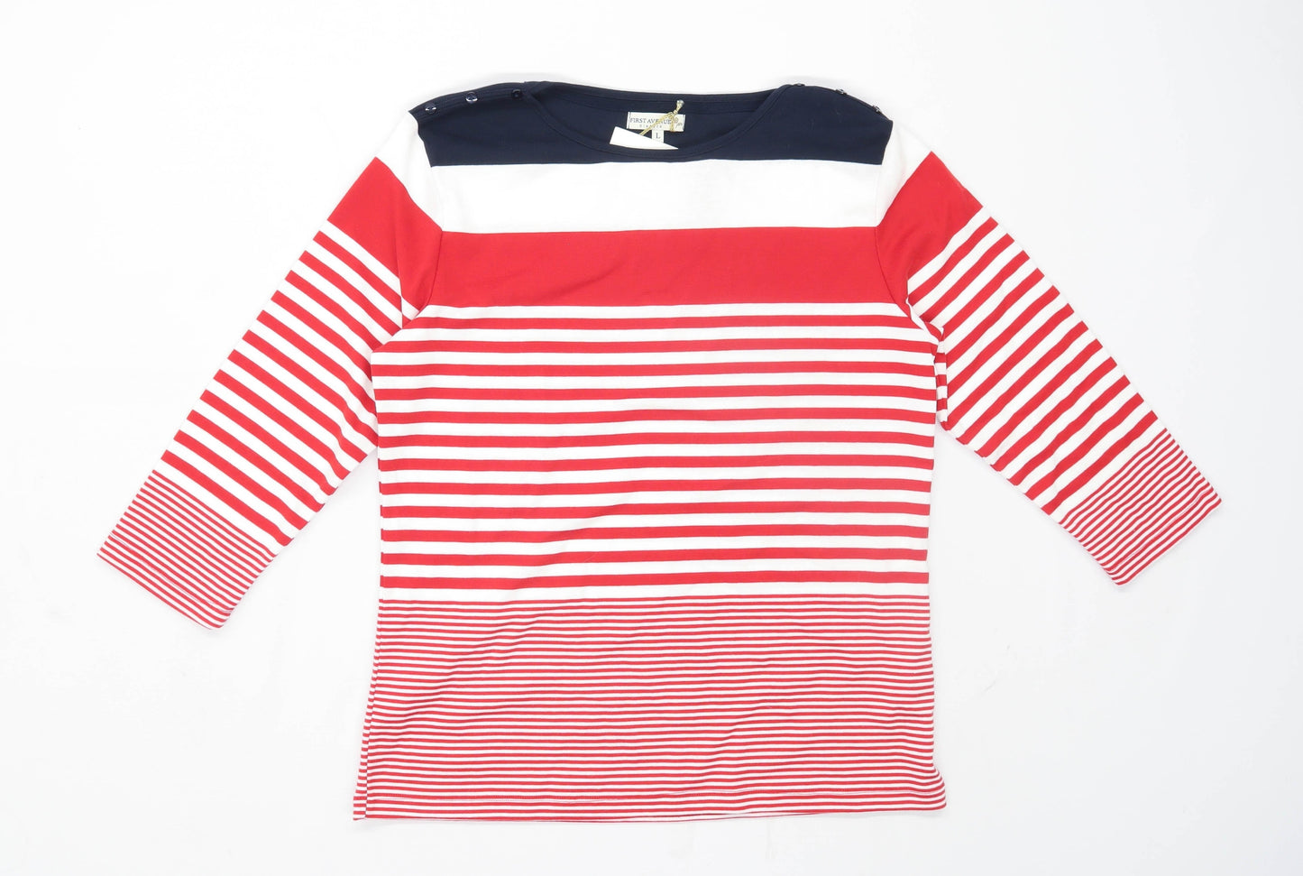 First Avenue Womens Size L Striped Polycotton Multi-Coloured Jumper (Regular)