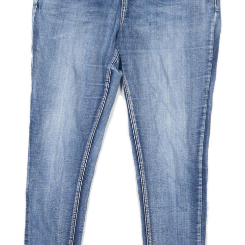 Womens George Blue Embroidered Denim Jeans Size 16/L28