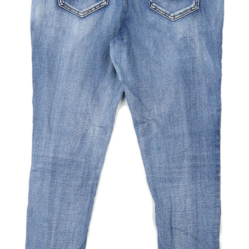 Womens George Blue Embroidered Denim Jeans Size 16/L28