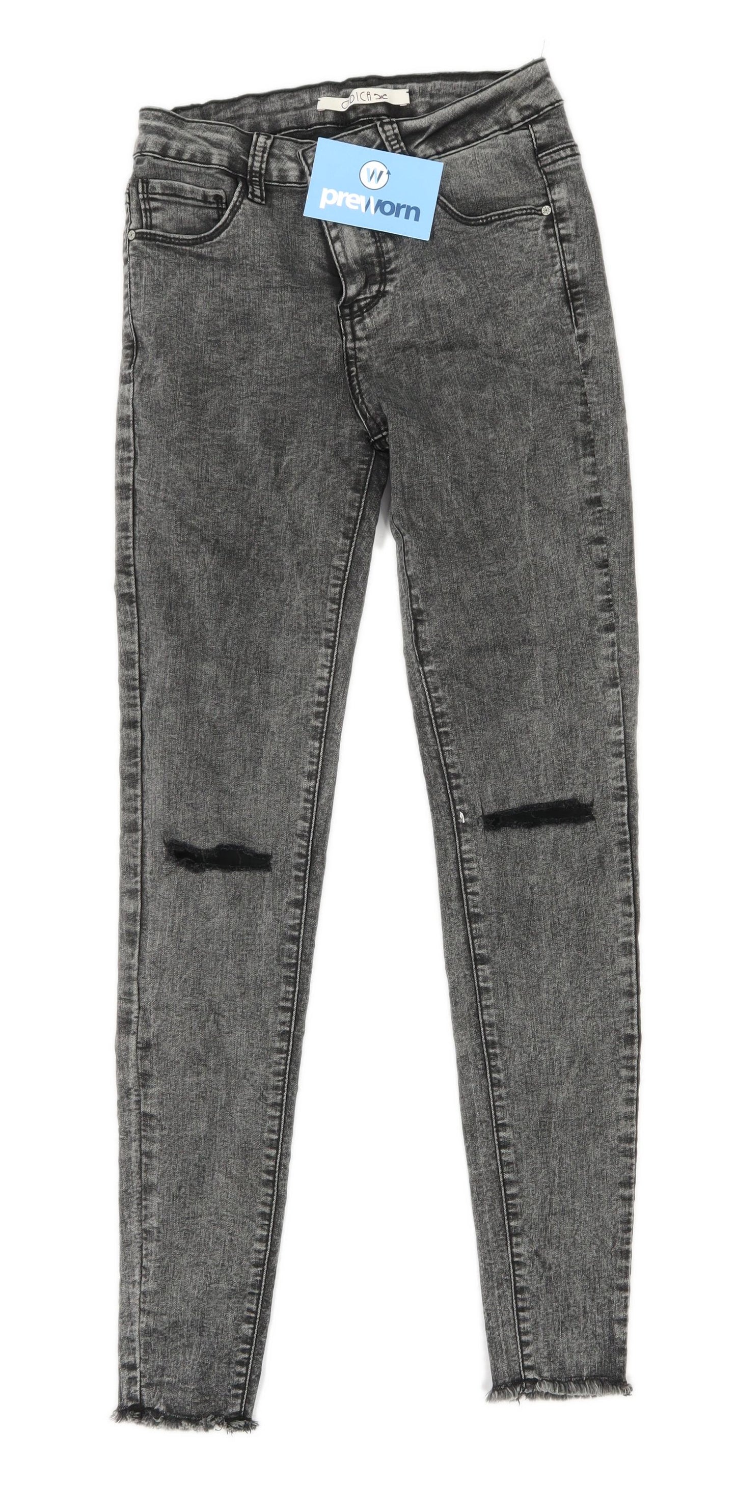 Womens Odica Black Cotton Blend Jeans Size W24/L28