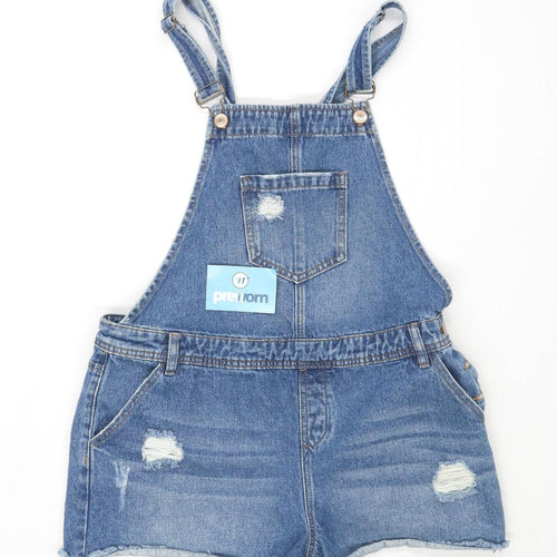 Womens Matalan Blue Cotton Blend Dungarees Size 14/L3