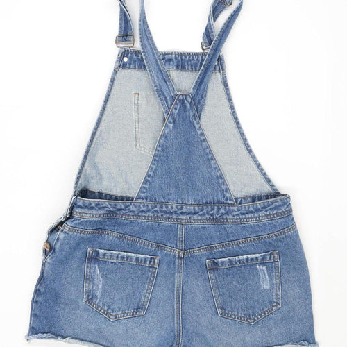 Womens Matalan Blue Cotton Blend Dungarees Size 14/L3
