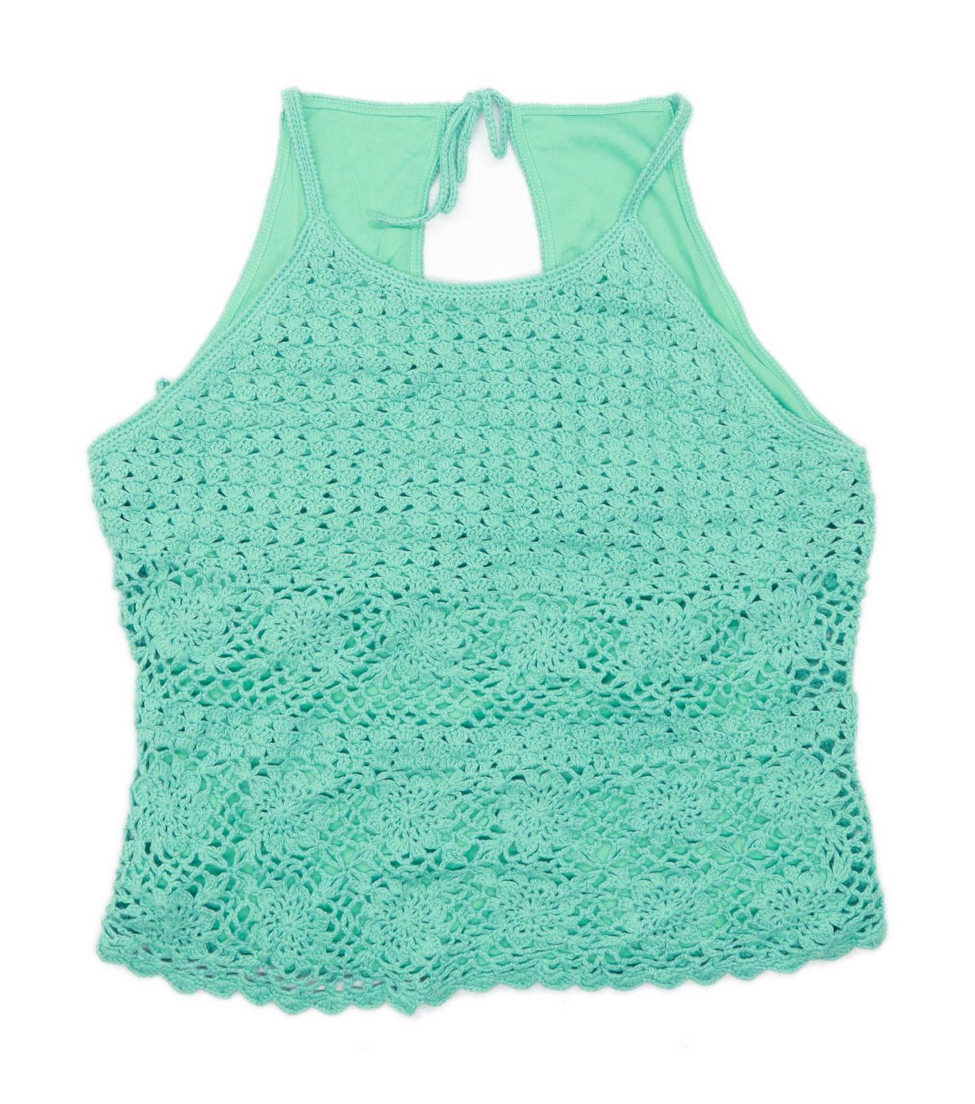 Next Womens Size 12 Cotton Strappy Turquoise Top (Regular)