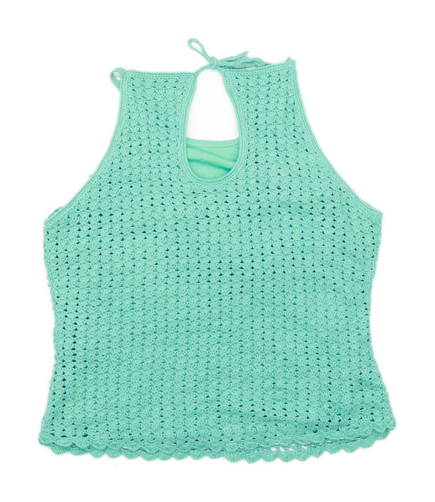 Next Womens Size 12 Cotton Strappy Turquoise Top (Regular)