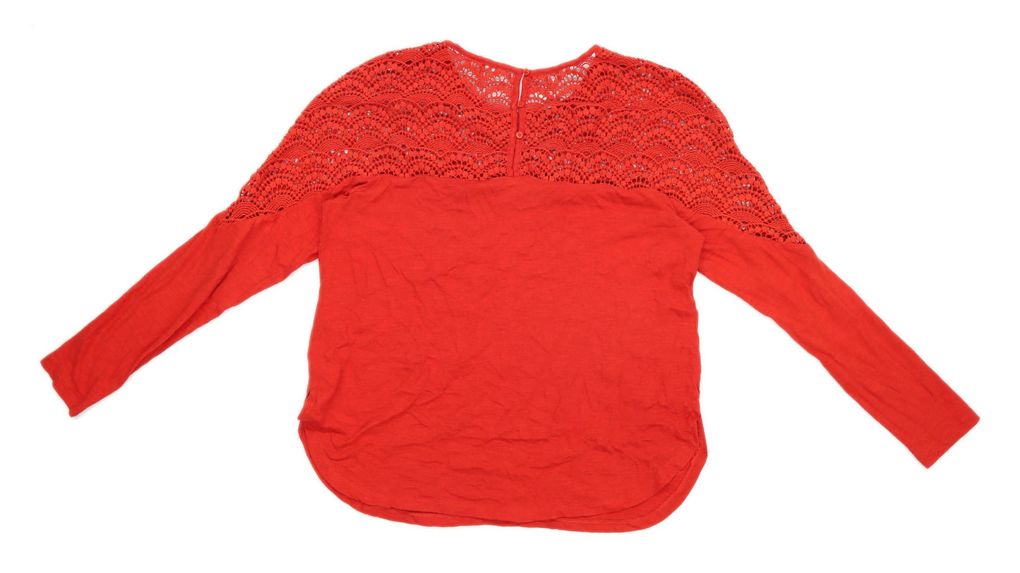 Next Womens Size 12 Textured Red Crochet Top (Regular)