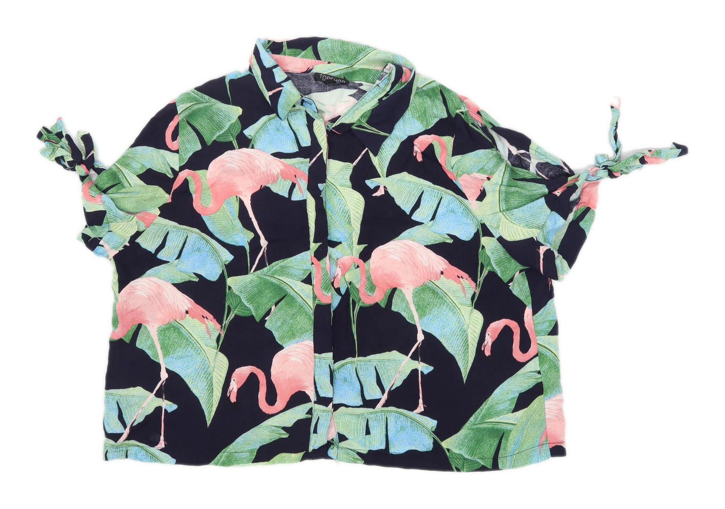 Topshop Womens Size 14 Multi-Coloured Cut Out Shoulder Top (Regular)