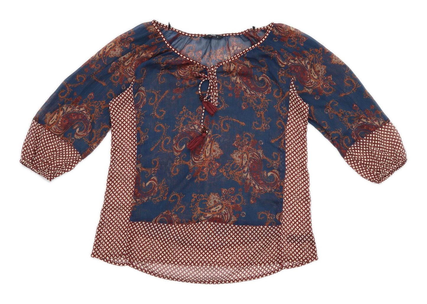 M&Co Womens Size 14 Paisley Multi-Coloured Sheer Top (Regular)