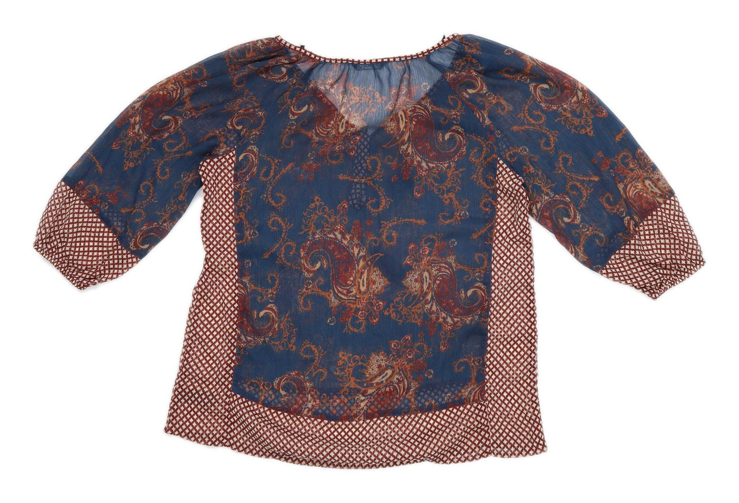 M&Co Womens Size 14 Paisley Multi-Coloured Sheer Top (Regular)