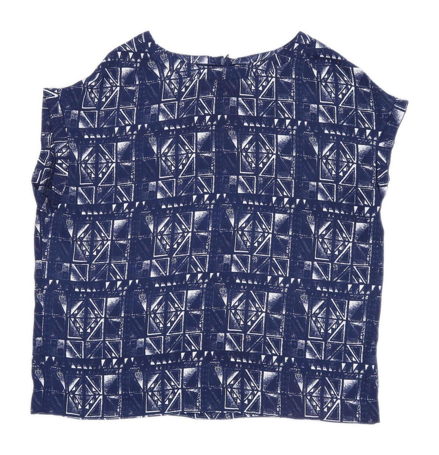 Next Womens Size 14 Geometric Blue Top (Regular)