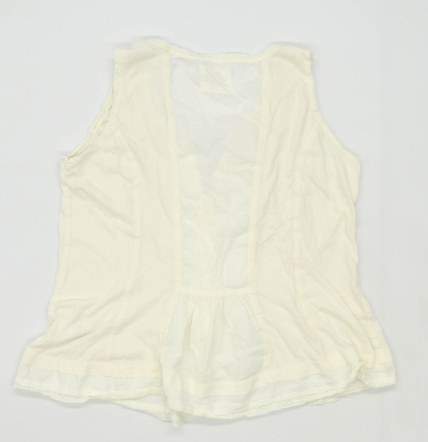 Next Womens Size 14 Cotton Cream Top (Regular)