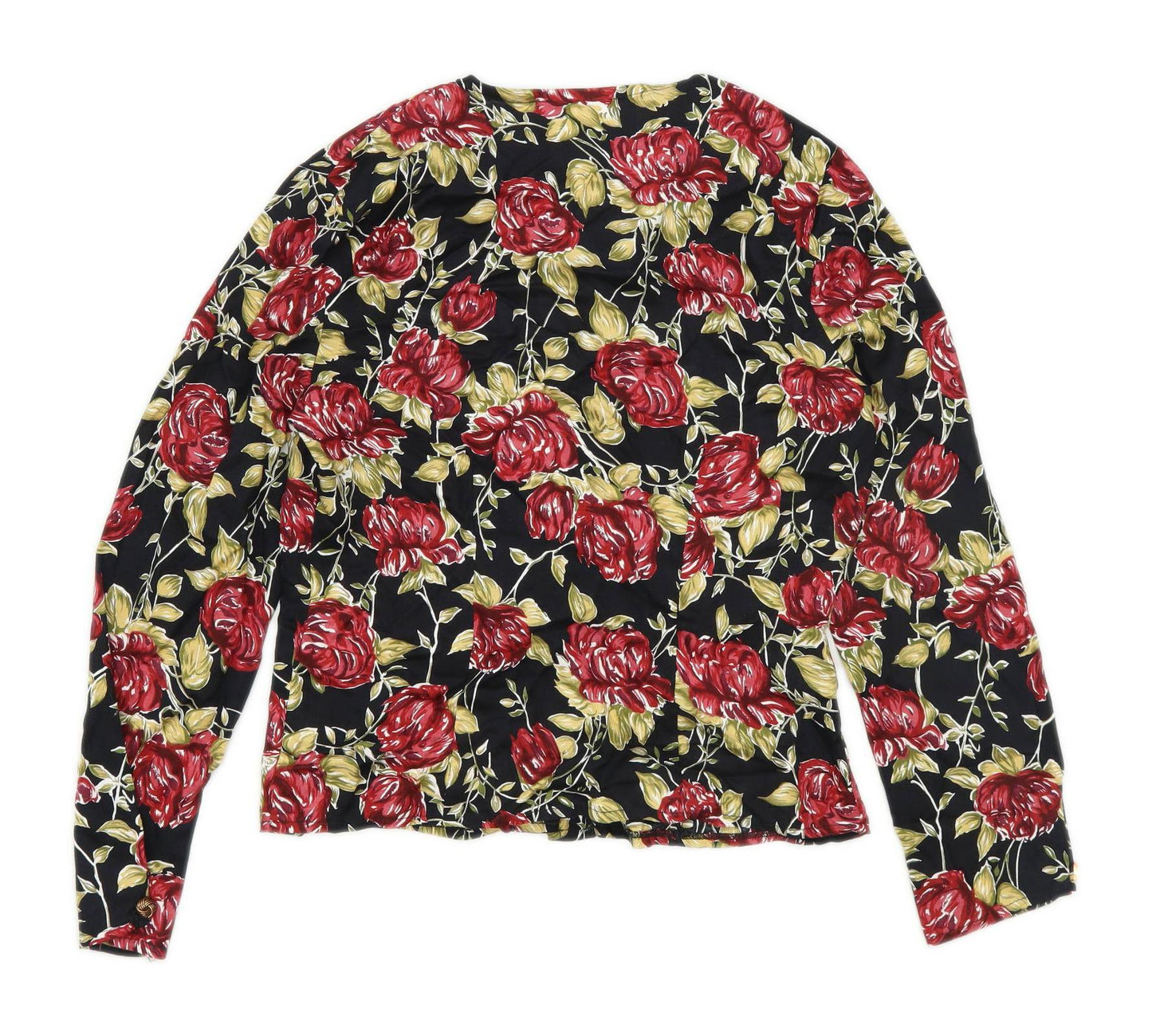 Additions Womens Size 12 Floral Black Blouse (Regular)