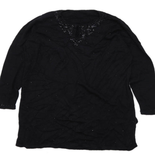 Marks & Spencer Womens Size 22 Textured Black Jumper (Regular)