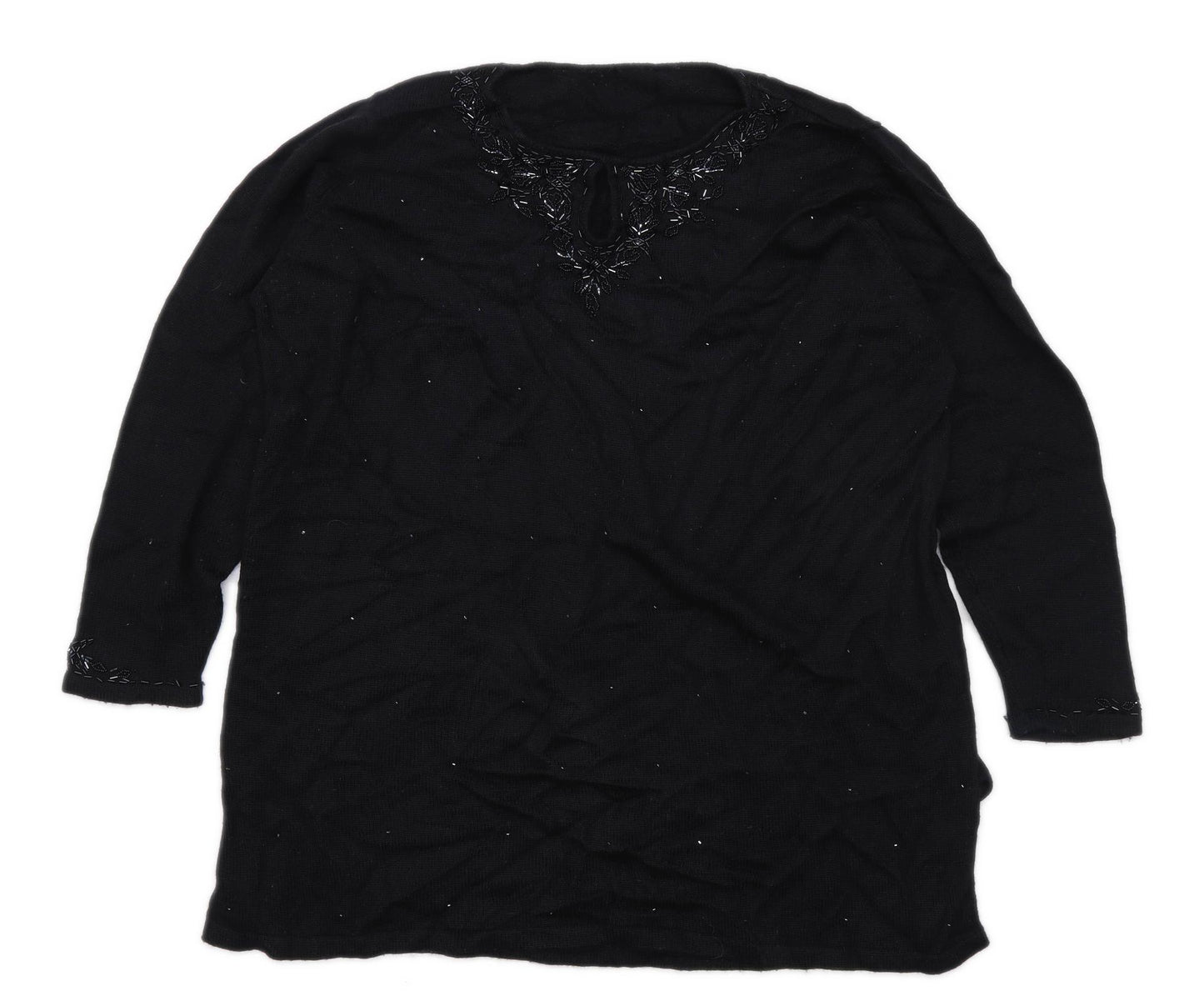 Marks & Spencer Womens Size 22 Textured Black Jumper (Regular)