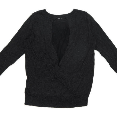 Wallis Womens Size 14 Black Glittery Top (Regular)