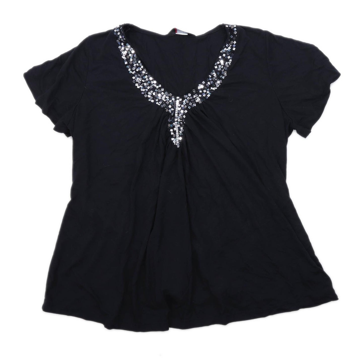 Bm Collection Womens Size XL Black Embellished Top (Regular)