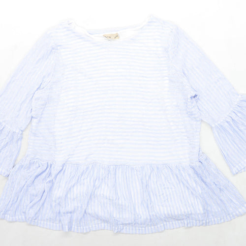 Phase Eight Womens Size 12 Striped Blue Top (Regular)
