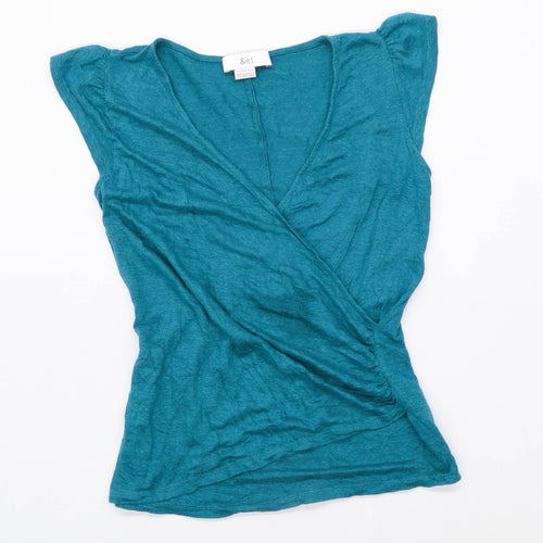&et Womens Size 10 Linen Blue Top (Regular)