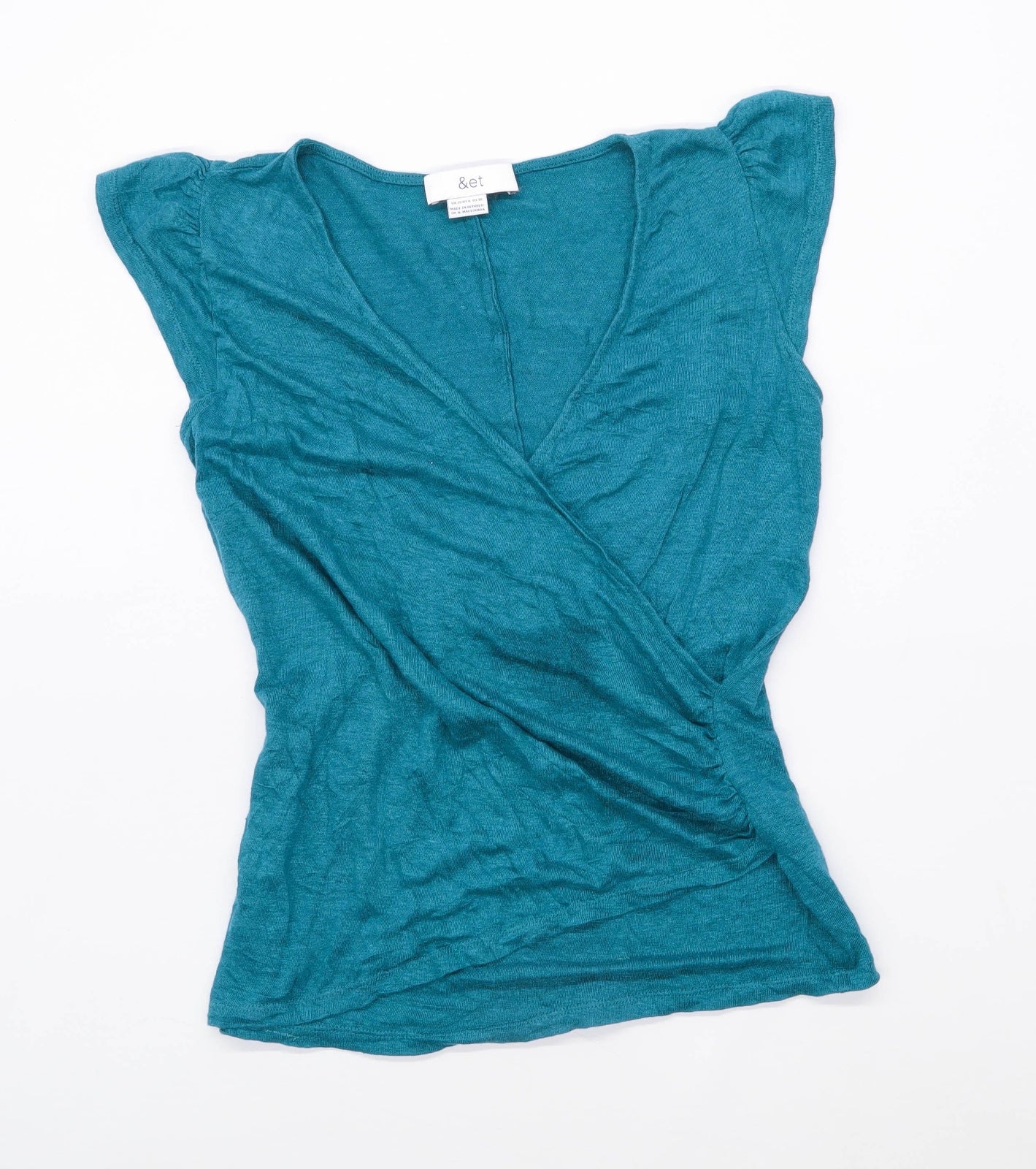 &et Womens Size 10 Linen Blue Top (Regular)