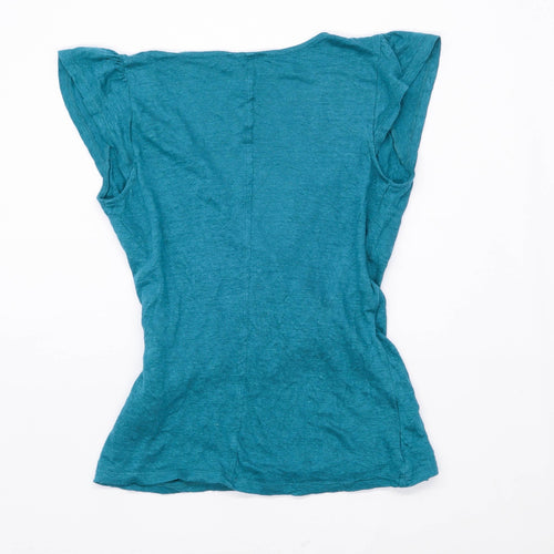 &et Womens Size 10 Linen Blue Top (Regular)