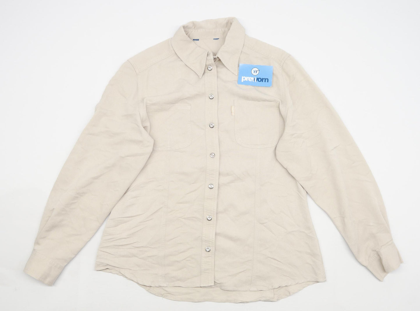 Joie de Vivre Womens Size 14 Beige Casual Everyday Autumn Shirt (Regular)