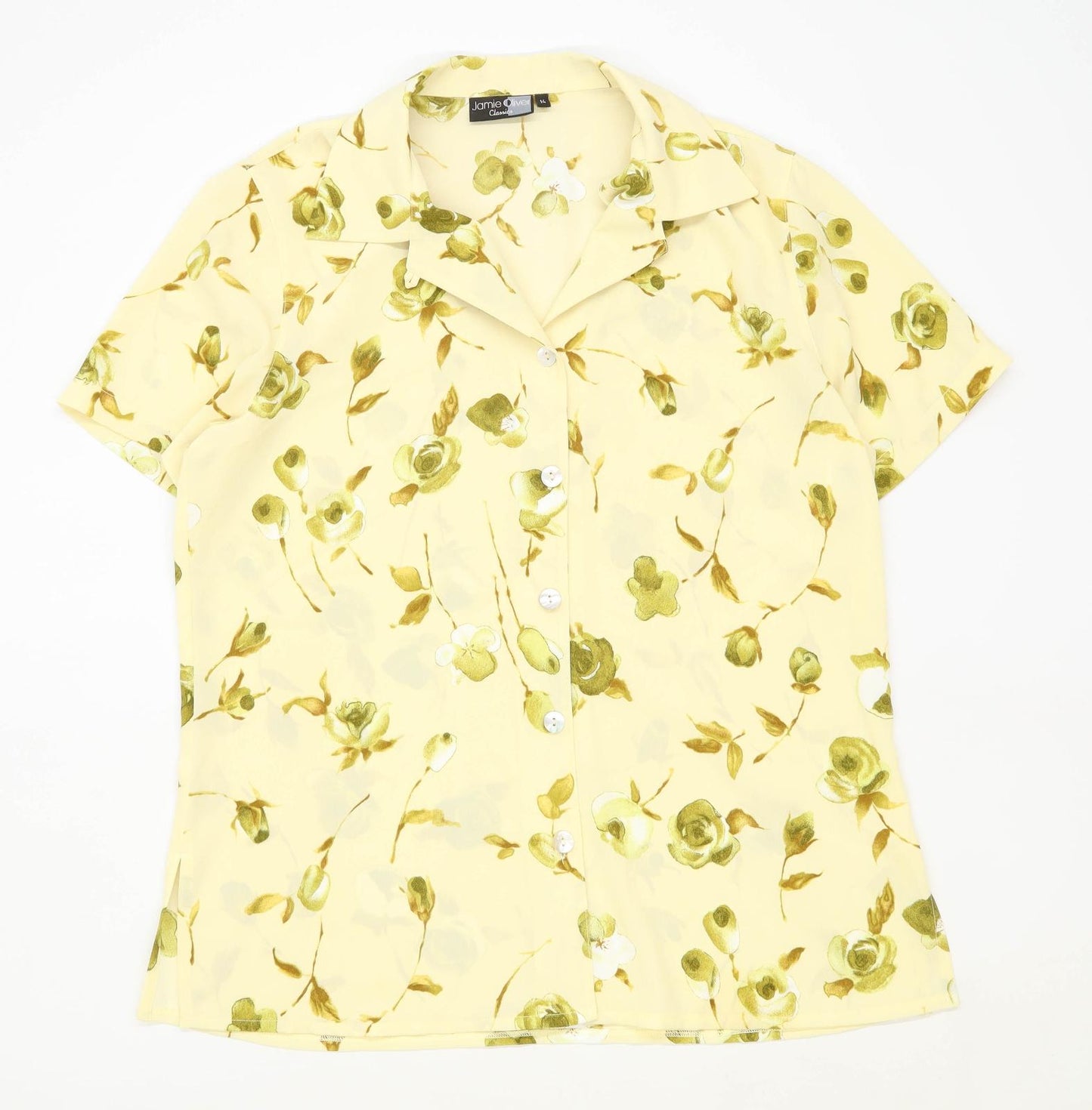 Jamie Oliver Womens Size 14 Floral Cream Shirt (Regular)