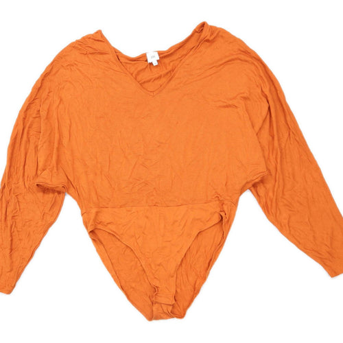 River Island Womens Size 14 Orange Bodysuit Top (Regular)