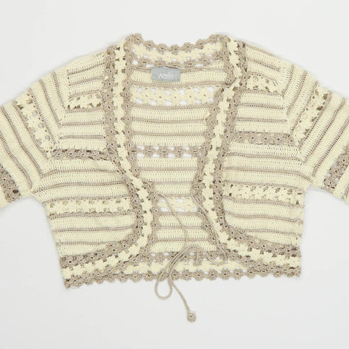 Wallis Womens Size L Striped Cotton Gold Shrug (Regular)