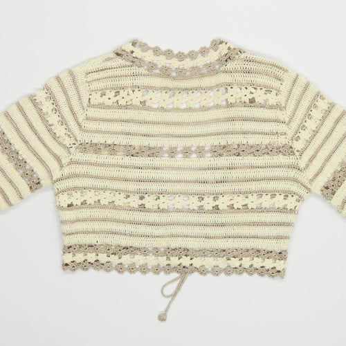 Wallis Womens Size L Striped Cotton Gold Shrug (Regular)