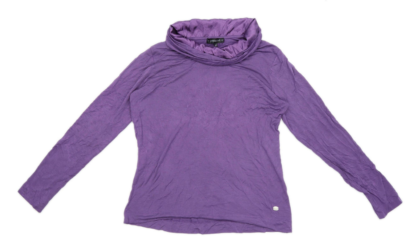 Passport Womens Size 14 Modal Blend Cowl Neck Purple Top (Regular)
