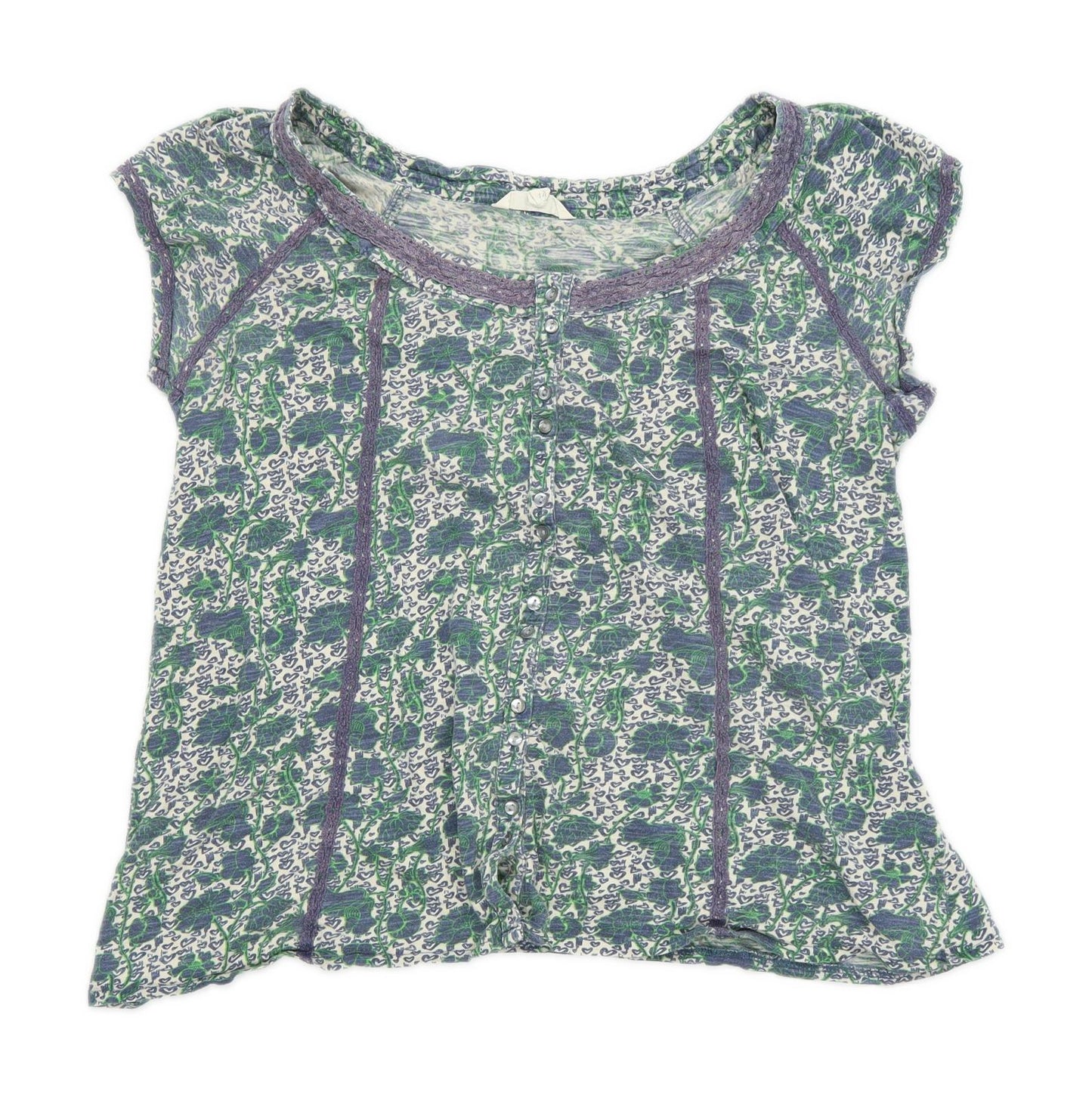 White Stuff Womens Size 12 Floral Cotton Multi-Coloured Top (Regular)