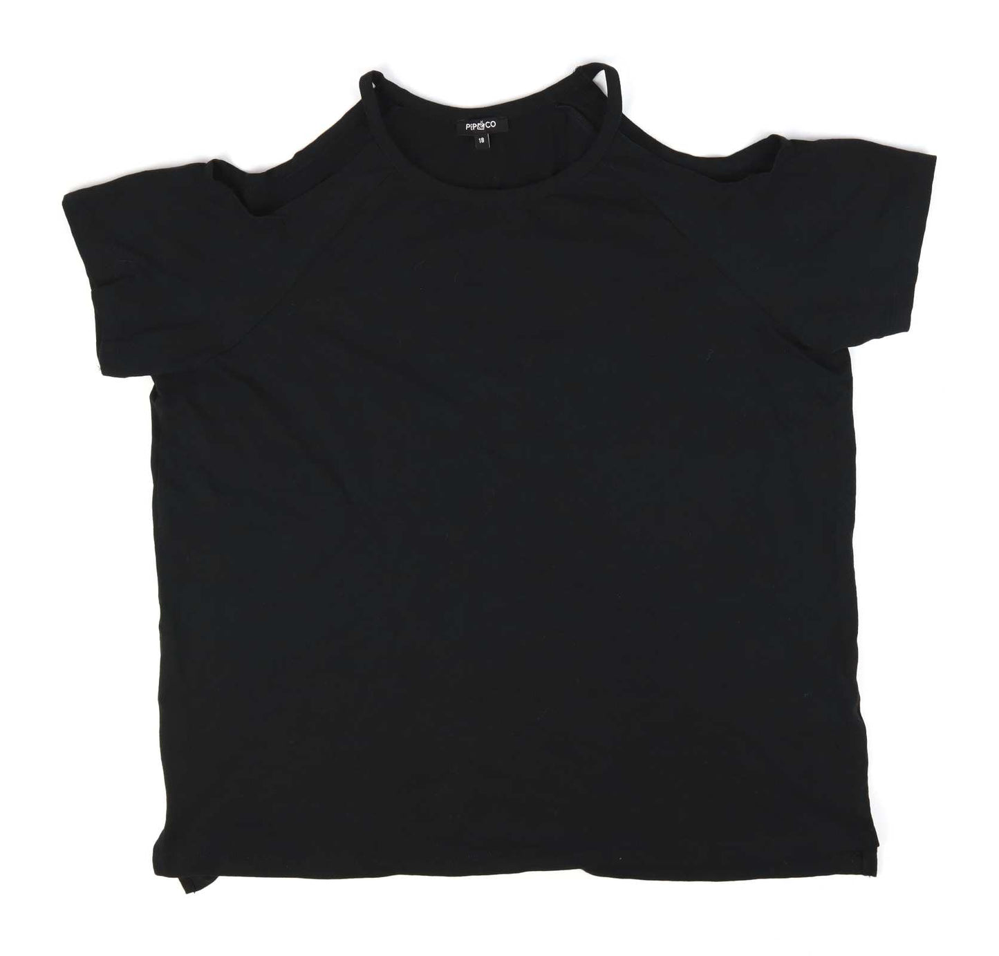 Pep & Co Black Cotton Blend Womens T-Shirt Size 18 (Regular)