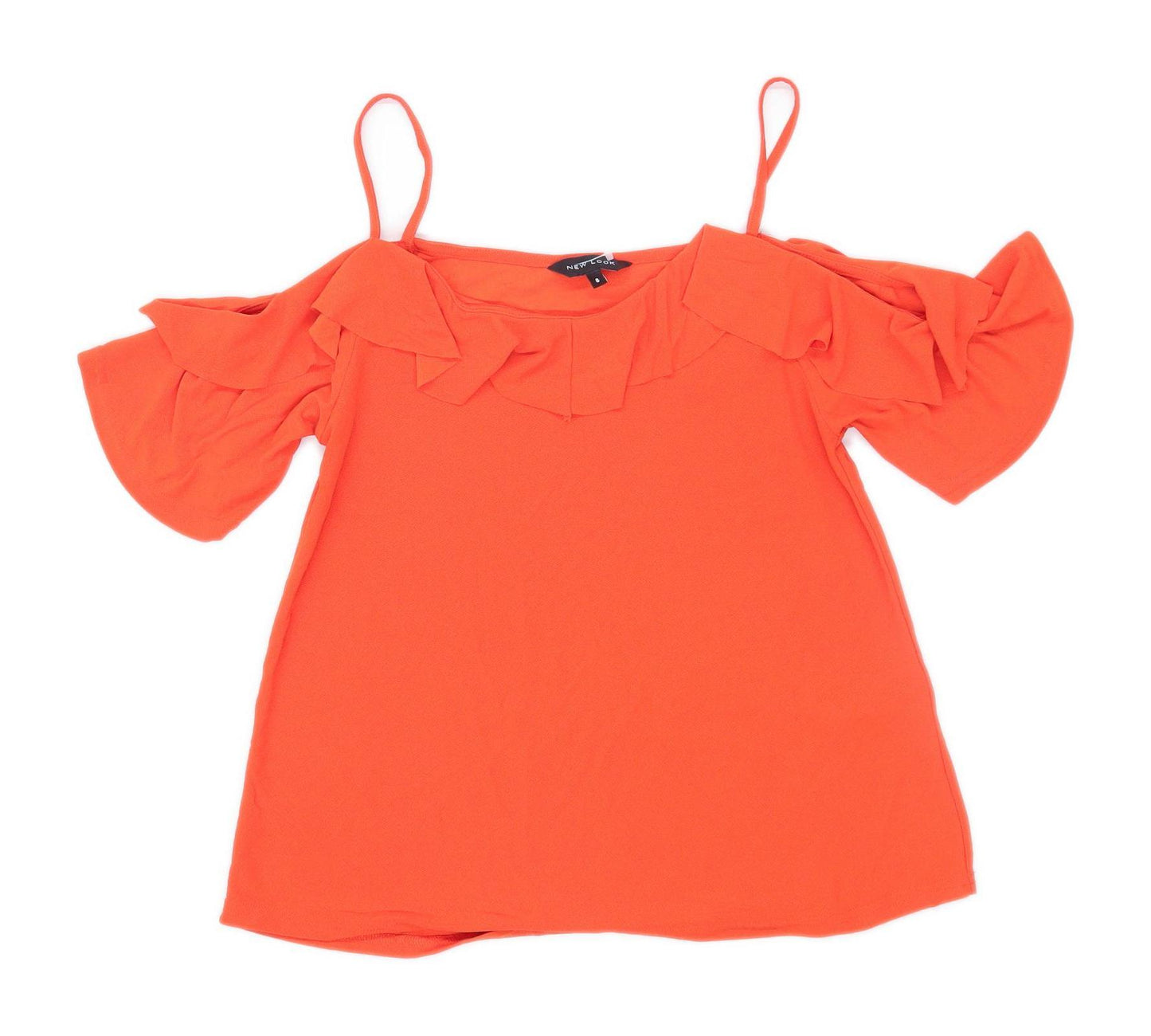 New Look Womens Size 8 Red Cold Shoulder Top (Regular)