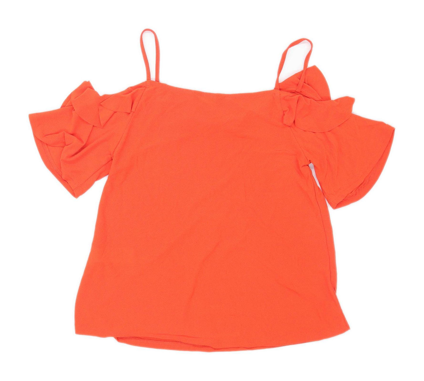 New Look Womens Size 8 Red Cold Shoulder Top (Regular)