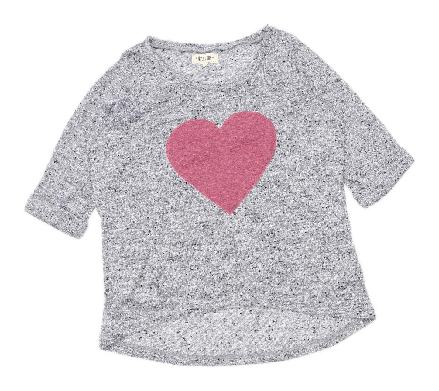 New Look Womens Size 16 Love Heart Grey Top (Regular)