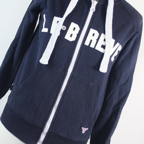 Le Breve Blue Graphic Cotton Blend Womens Hoodie Size XS
