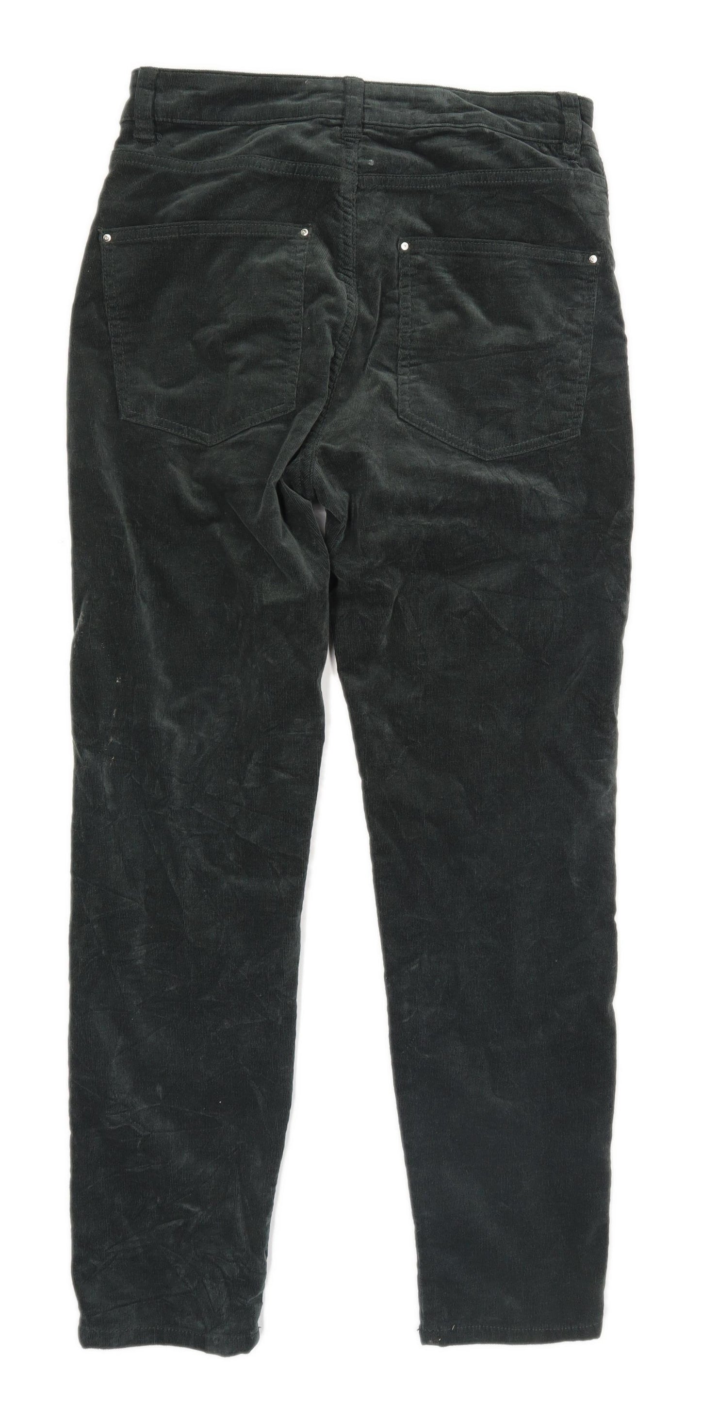 Womens Mango Green Corduroy Blend Trousers Size 12/L25