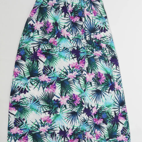 New Look Womens Size 6 Floral Strapless White Maxi Dress (Regular)