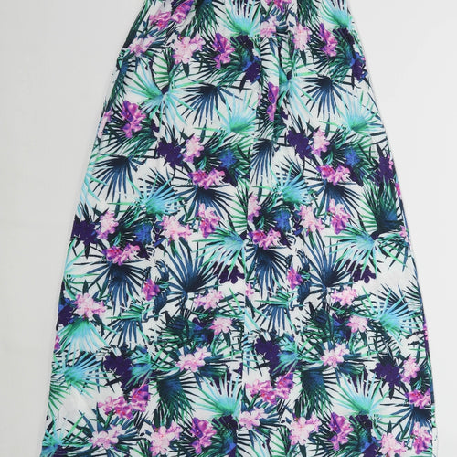 New Look Womens Size 6 Floral Strapless White Maxi Dress (Regular)