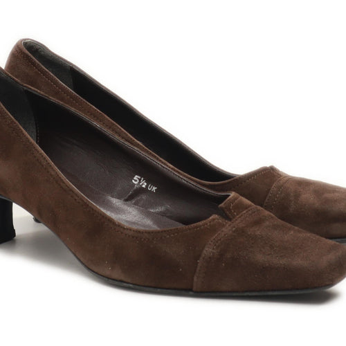 Marks & Spencer Womens UK Size 5.5 Brown Suede Wide Fit Shoes